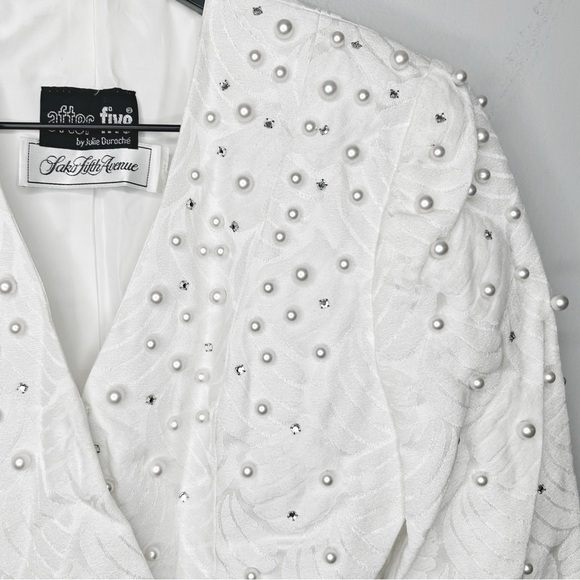 Saks Fifth Avenue After Five by Julie Duroche Vintage White Sparkle Suit Size 4 - Picture 8 of 16